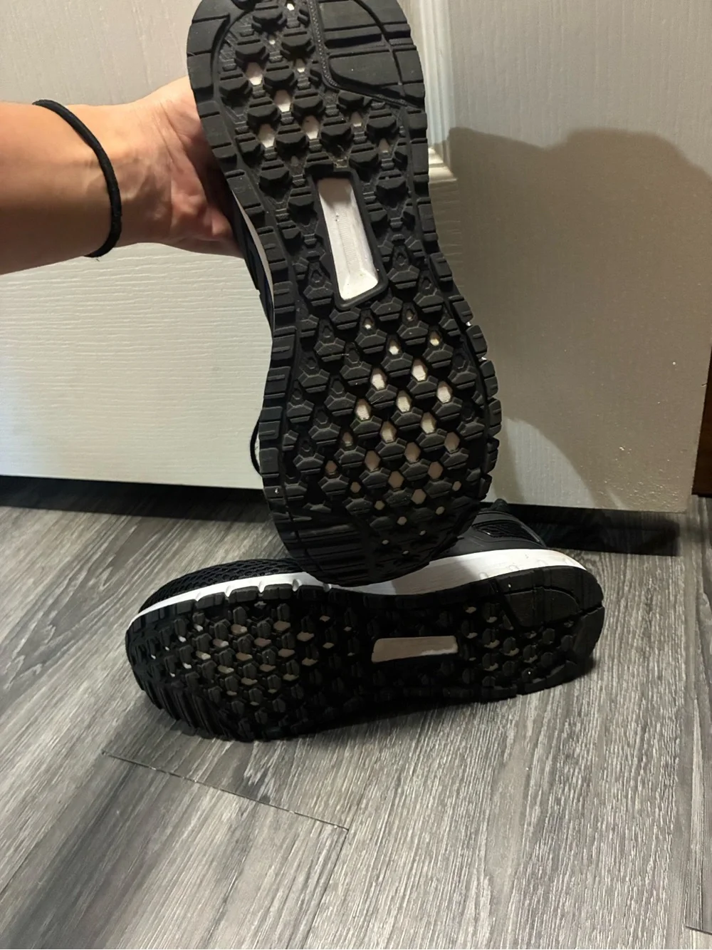 adidas Black and White Mesh Athletic Sneakers